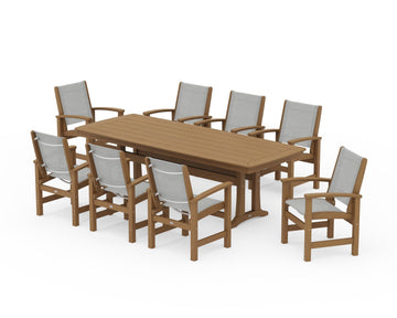 Coastal 9-Piece Dining Set with Trestle Legs