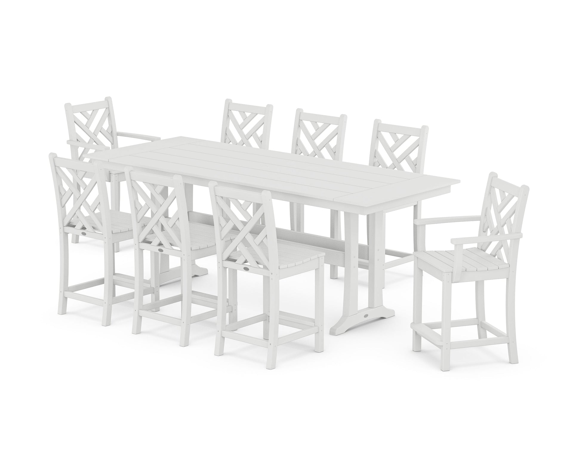 Chippendale 9-Piece Farmhouse Counter Set with Trestle Legs
