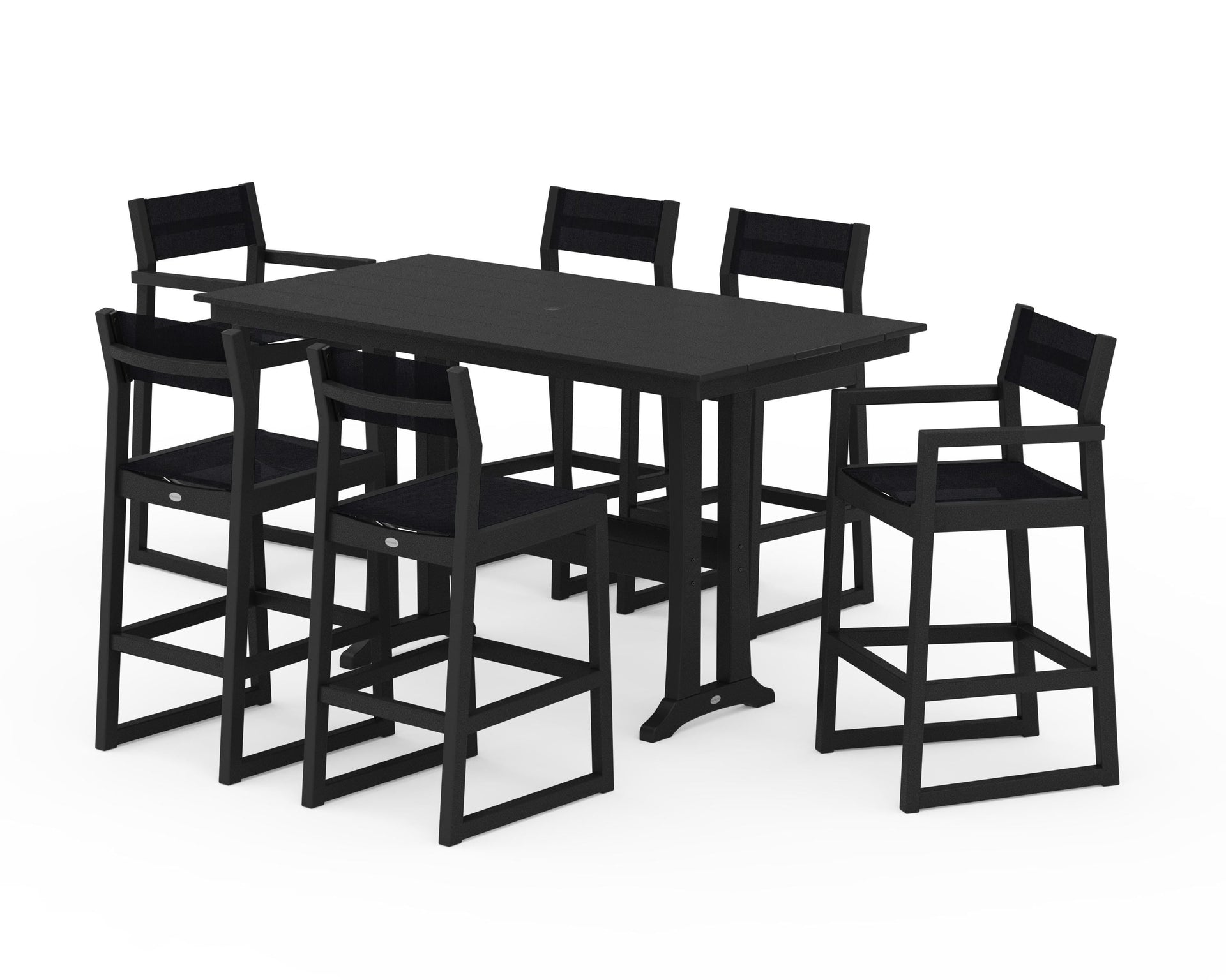 EDGE Sling 7-Piece Farmhouse Bar Set with Trestle Legs