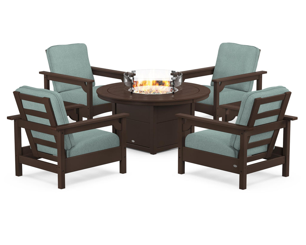 Club 5-Piece Conversation Set with Fire Pit Table