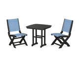 Coastal Folding Side Chair 3-Piece Dining Set