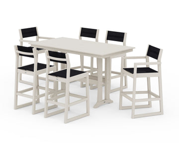 EDGE Sling 7-Piece Farmhouse Bar Set with Trestle Legs