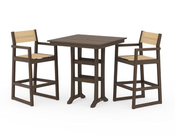 EDGE Sling Arm Chair 3-Piece Farmhouse Bar Set with Trestle Legs
