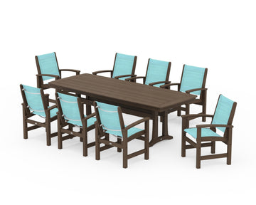 Coastal 9-Piece Dining Set with Trestle Legs