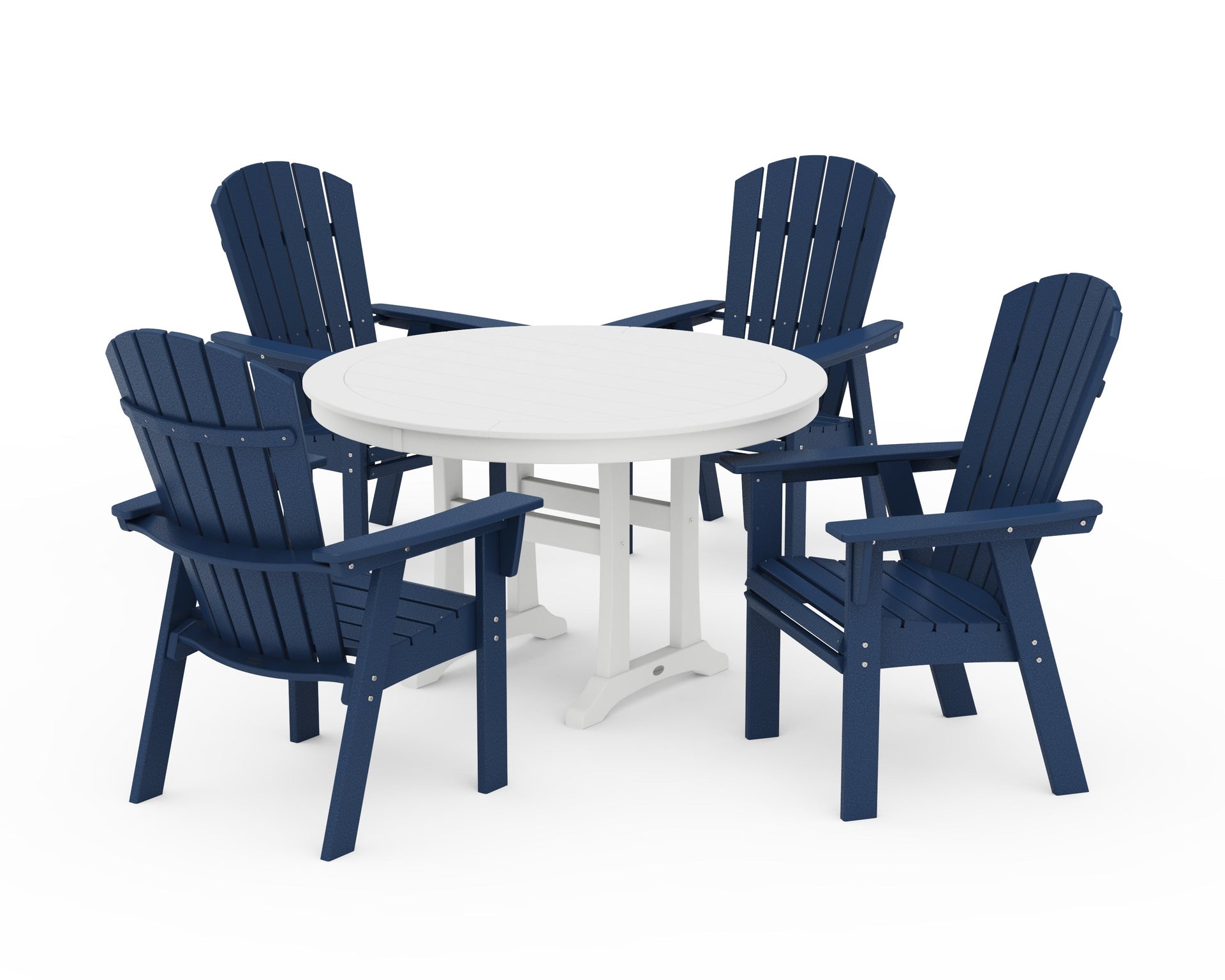 Nautical Curveback Adirondack 5-Piece Round Dining Set with Trestle Legs