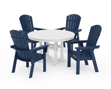 Nautical Curveback Adirondack 5-Piece Round Dining Set with Trestle Legs