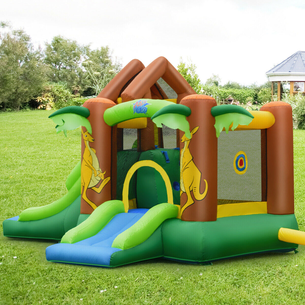 Costway Kids Jungle Bounce House Castle w/ 735W Blower 51823049 New