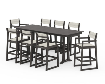 EDGE Sling 9-Piece Farmhouse Bar Set with Trestle Legs