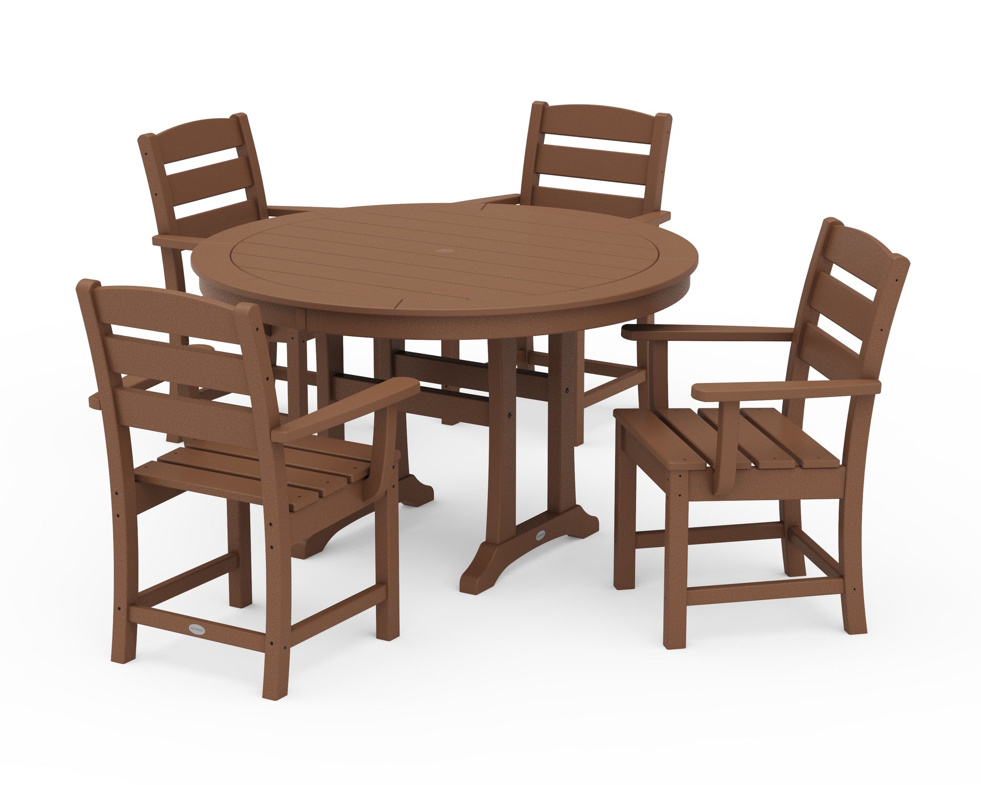 Lakeside 5-Piece Round Dining Set with Trestle Legs