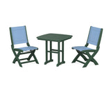 Coastal Folding Side Chair 3-Piece Dining Set