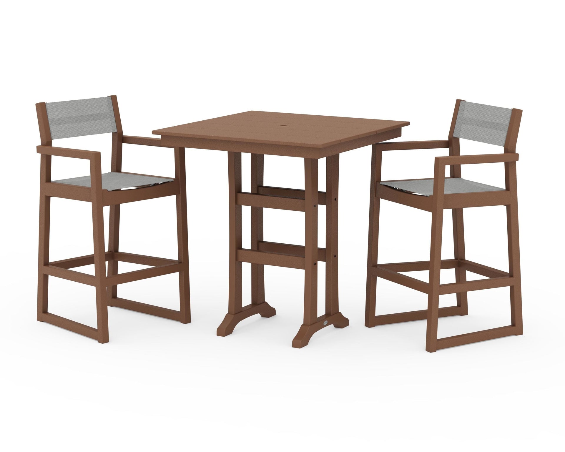 EDGE Sling Arm Chair 3-Piece Farmhouse Bar Set with Trestle Legs