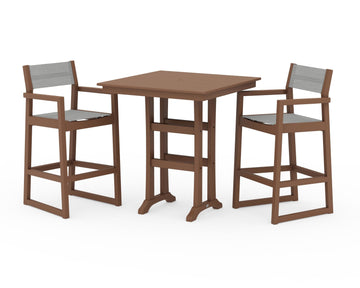 EDGE Sling Arm Chair 3-Piece Farmhouse Bar Set with Trestle Legs