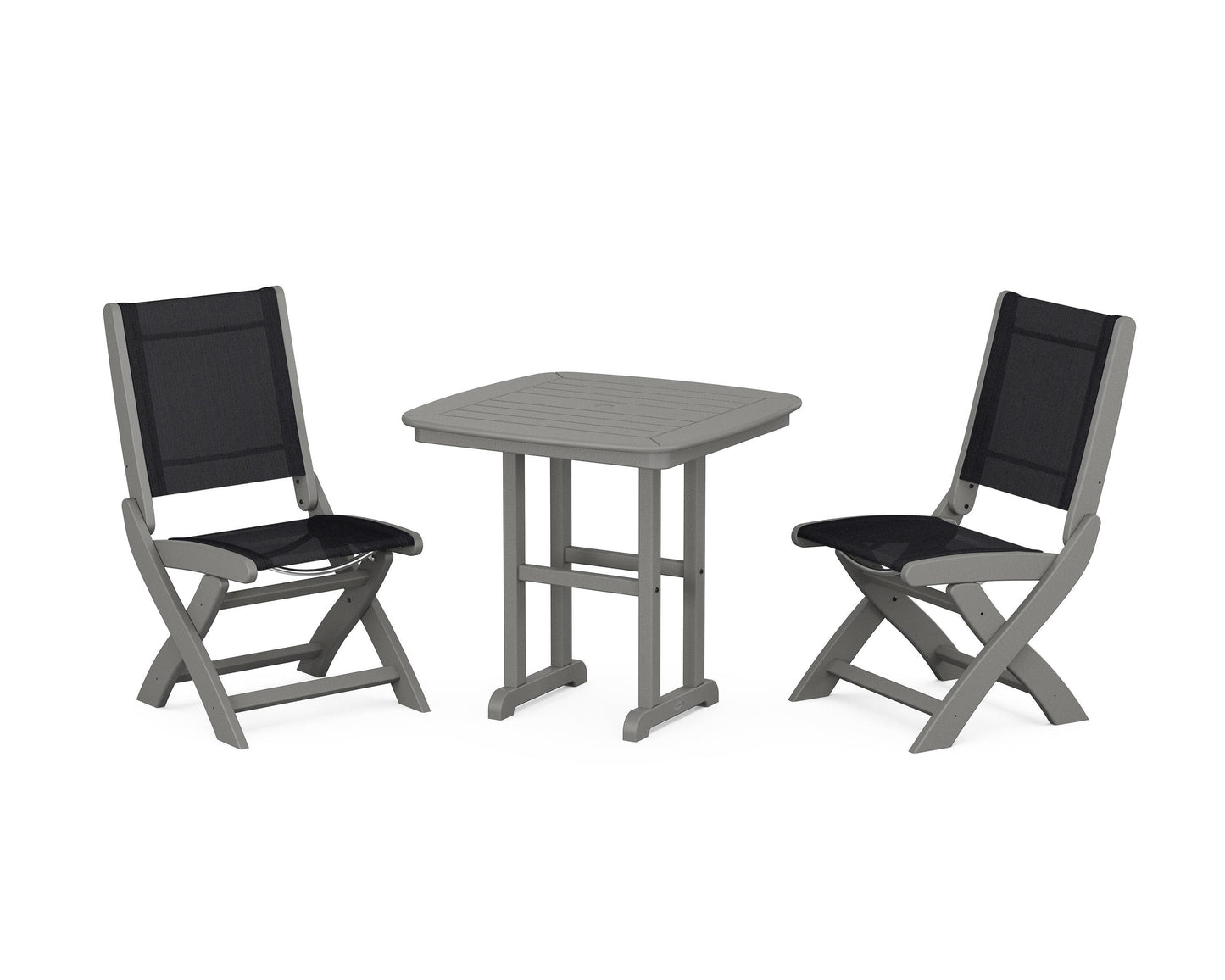 Coastal Folding Side Chair 3-Piece Dining Set