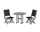 Coastal Folding Side Chair 3-Piece Dining Set