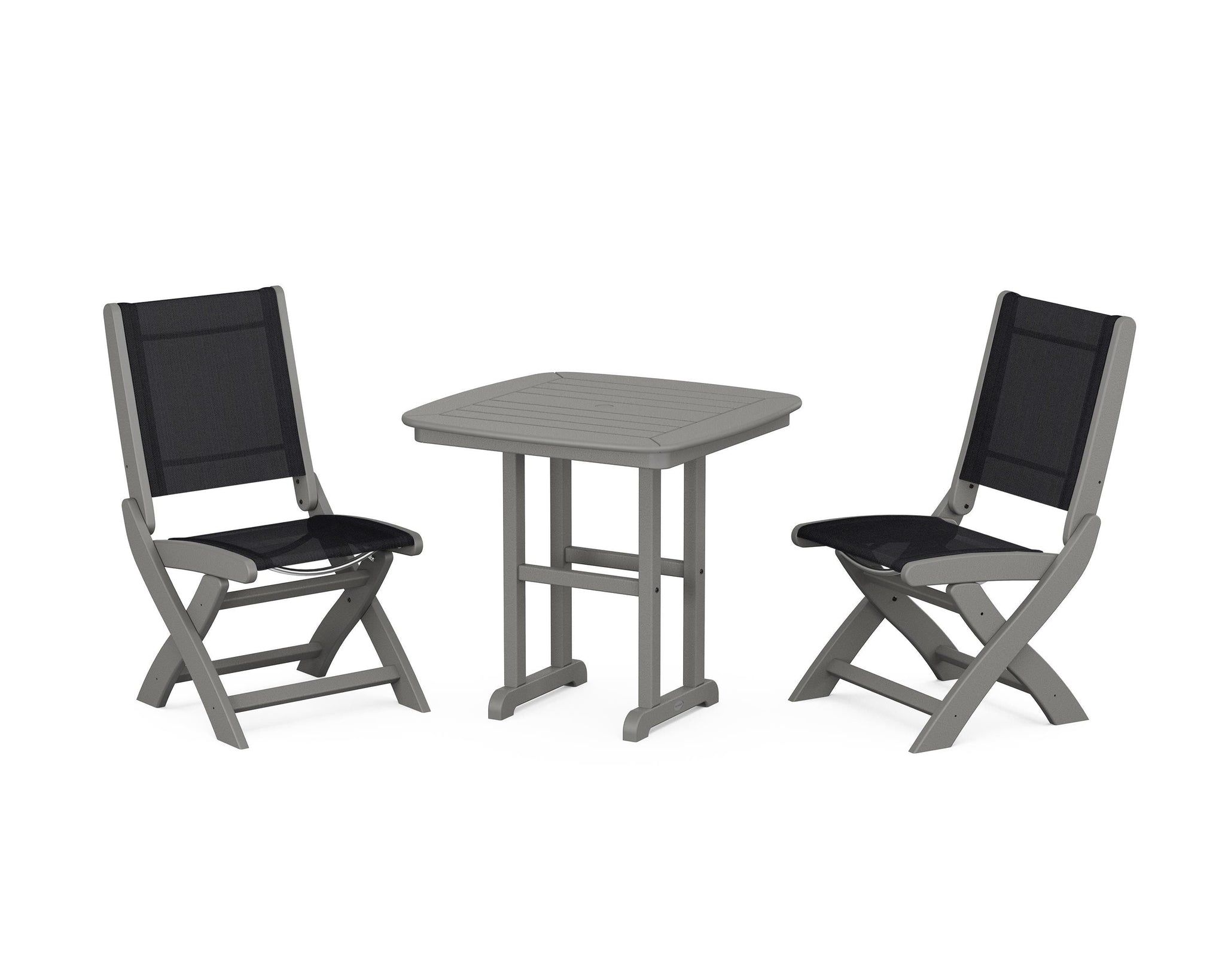 Coastal Folding Side Chair 3-Piece Dining Set