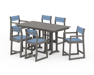 EDGE Sling 7-Piece Farmhouse Counter Set with Trestle Legs