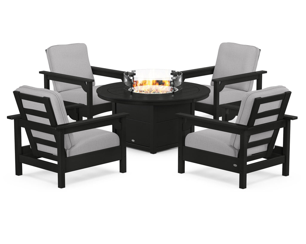 Club 5-Piece Conversation Set with Fire Pit Table