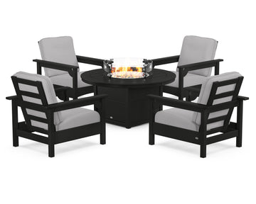 Club 5-Piece Conversation Set with Fire Pit Table