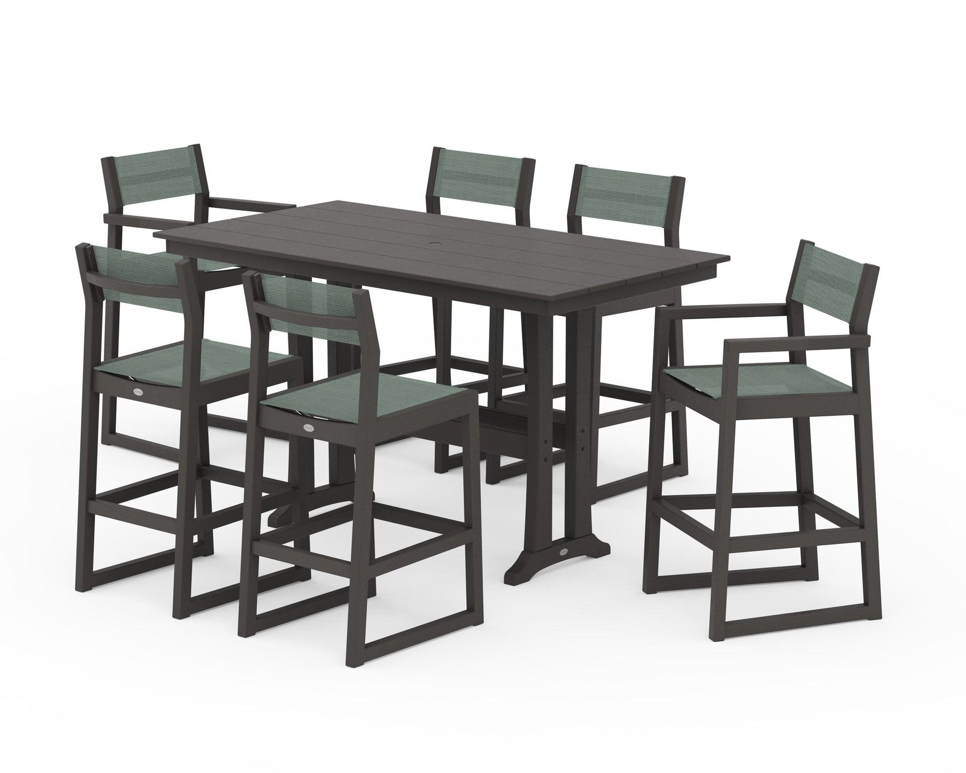 EDGE Sling 7-Piece Farmhouse Bar Set with Trestle Legs