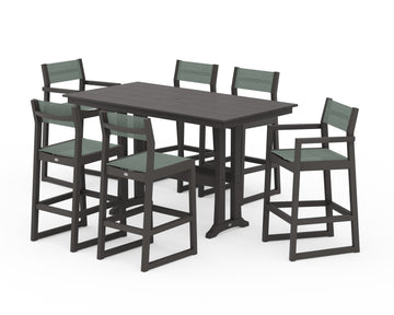 EDGE Sling 7-Piece Farmhouse Bar Set with Trestle Legs