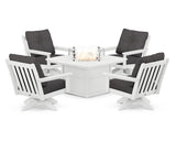 Vineyard 5-Piece Deep Seating Swivel Conversation Set with Fire Pit Table