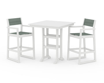 EDGE Sling Arm Chair 3-Piece Farmhouse Bar Set with Trestle Legs
