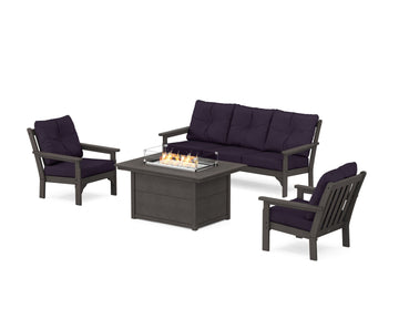 Vineyard Deep Seating Fire Pit Table Set