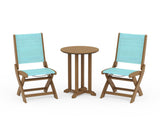 Coastal Folding Side Chair 3-Piece Round Bistro Dining Set