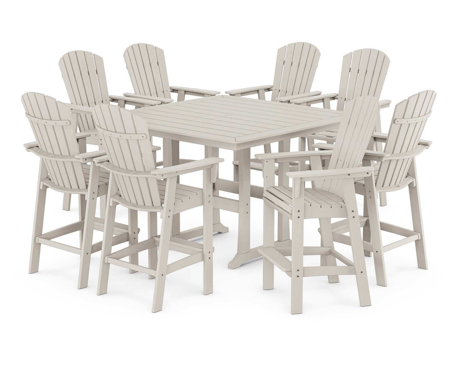 Nautical Curveback Adirondack 9-Piece Trestle Bar Set