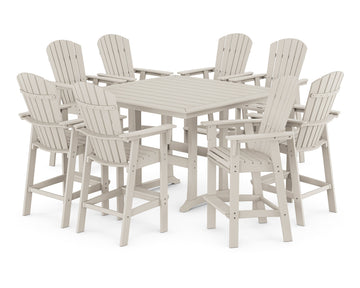 Nautical Curveback Adirondack 9-Piece Trestle Bar Set