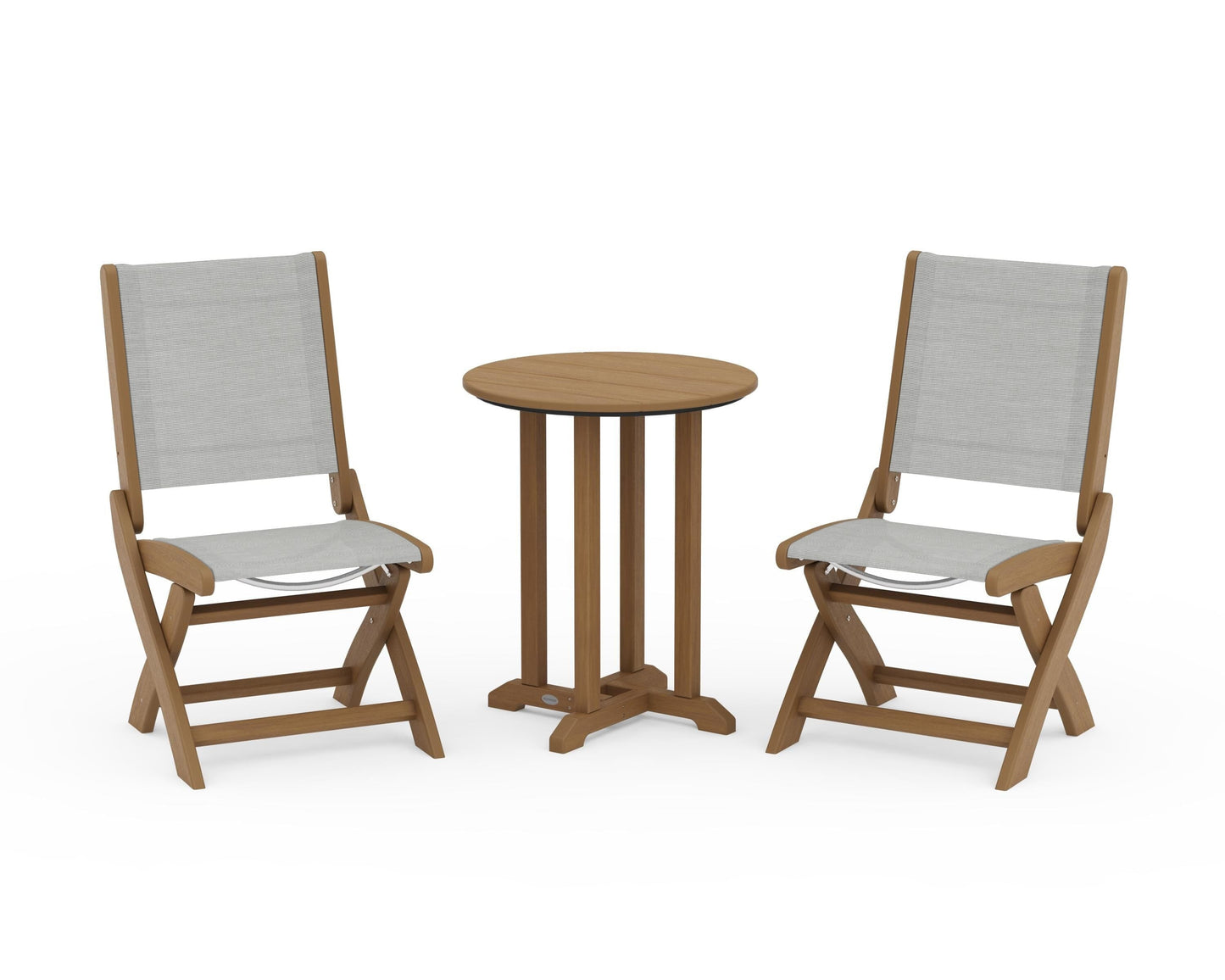 Coastal Folding Side Chair 3-Piece Round Bistro Dining Set