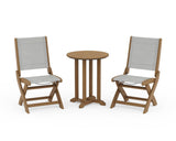 Coastal Folding Side Chair 3-Piece Round Bistro Dining Set
