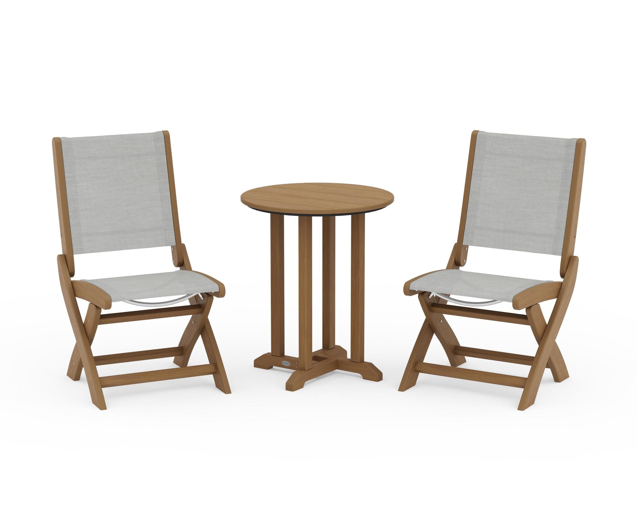 Coastal Folding Side Chair 3-Piece Round Bistro Dining Set