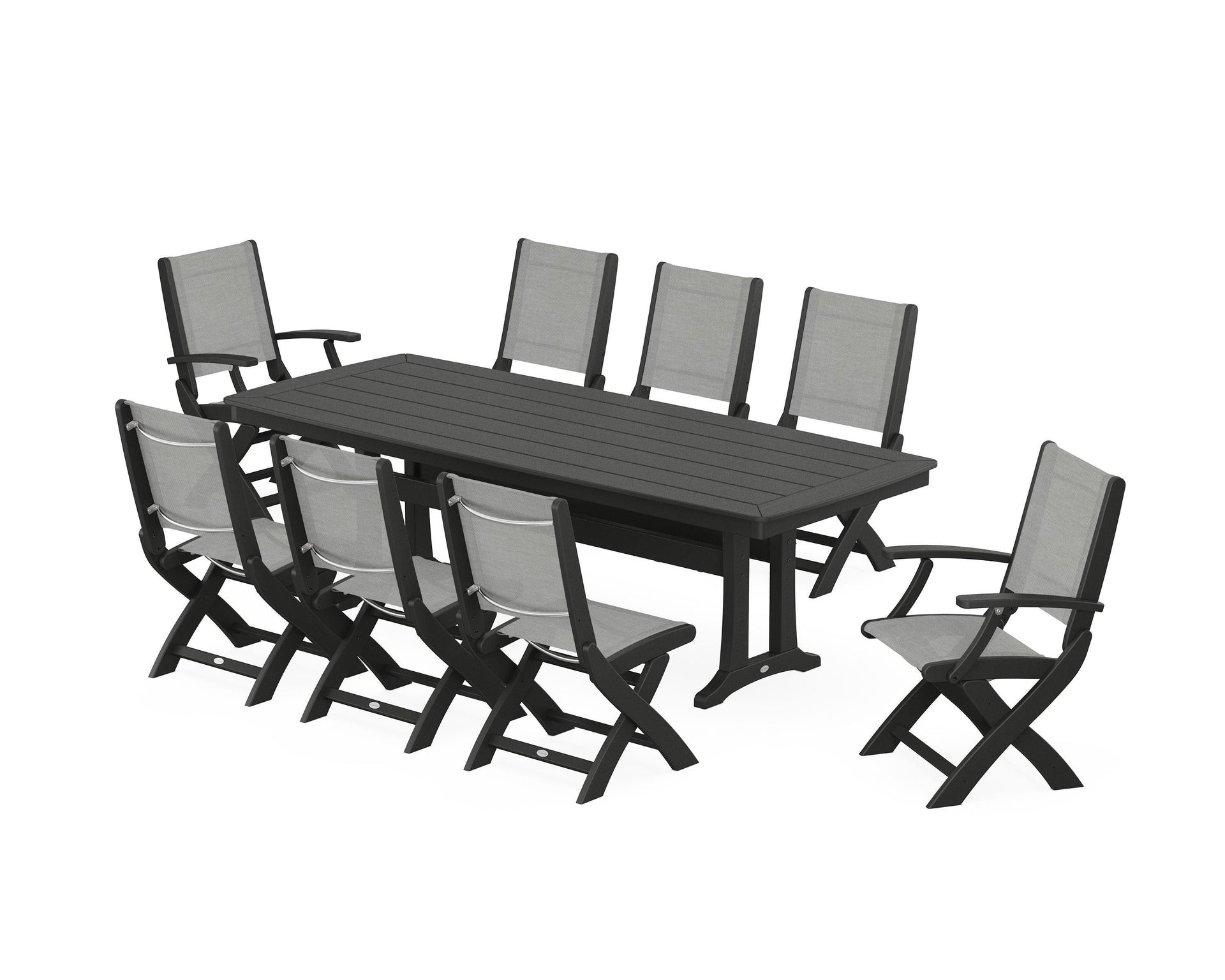 Coastal Folding 9-Piece Dining Set with Trestle Legs