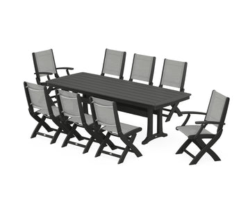 Coastal Folding 9-Piece Dining Set with Trestle Legs