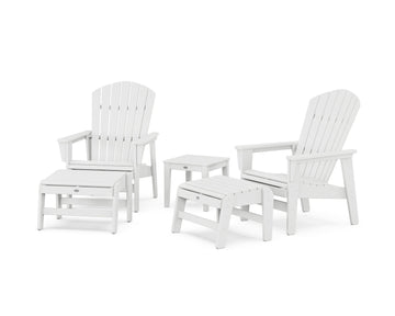 5-Piece Nautical Grand Upright Adirondack Set with Ottomans and Side Table