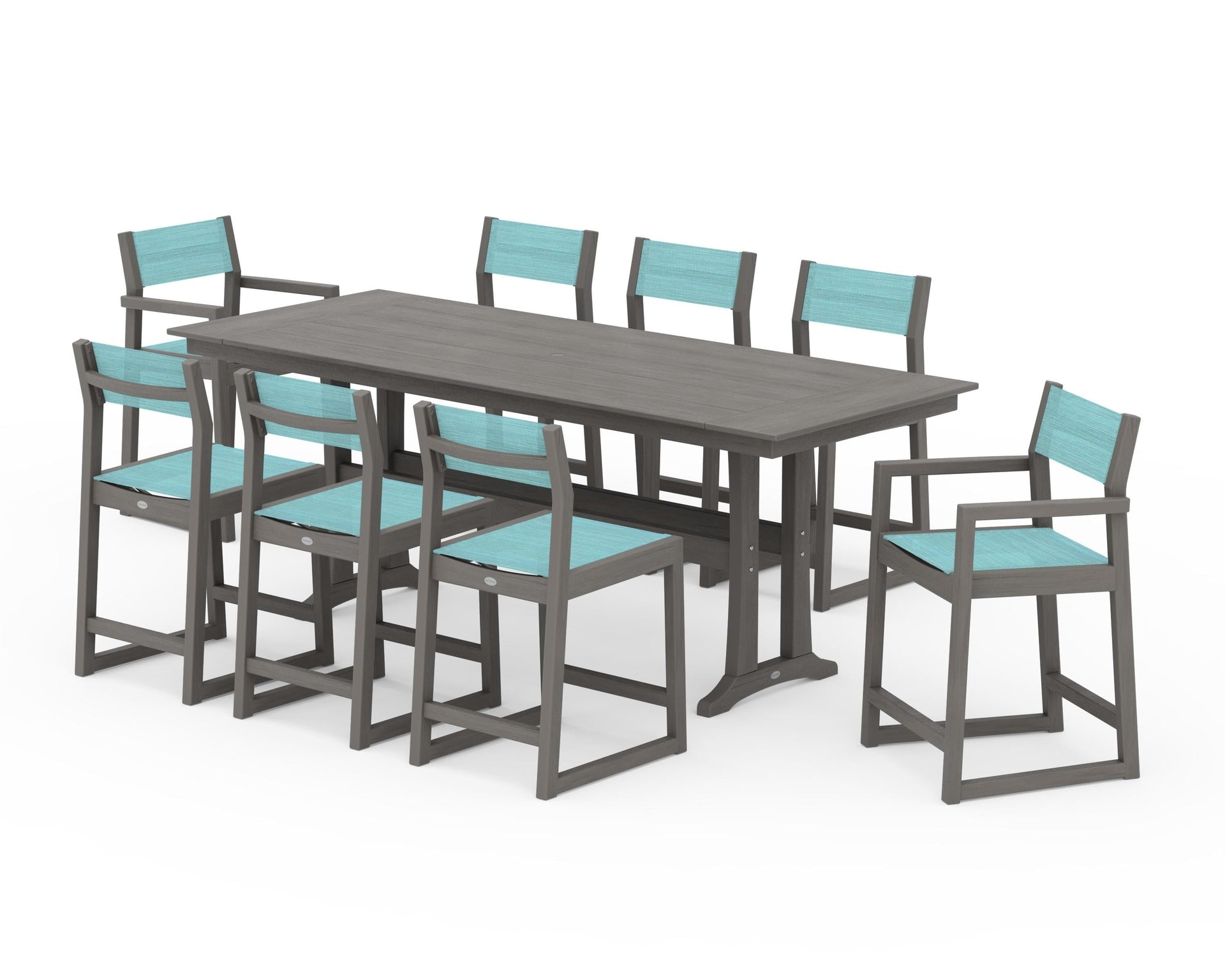 EDGE Sling 9-Piece Farmhouse Counter Set with Trestle Legs