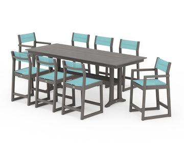 EDGE Sling 9-Piece Farmhouse Counter Set with Trestle Legs