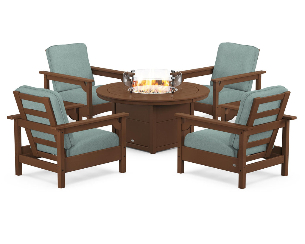 Club 5-Piece Conversation Set with Fire Pit Table