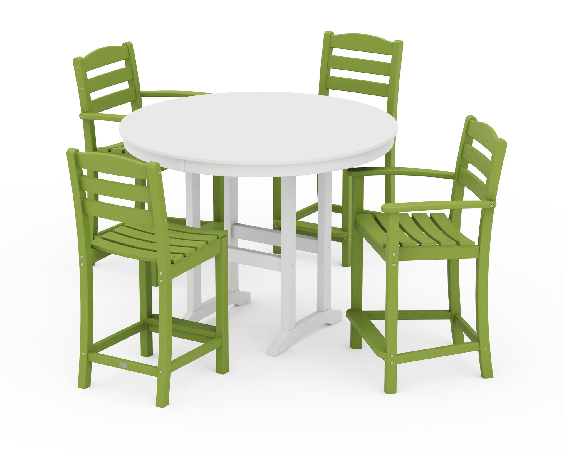 La Casa Café 5-Piece Round Farmhouse Counter Dining Set