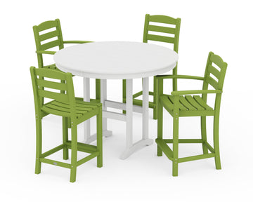 La Casa Café 5-Piece Round Farmhouse Counter Dining Set