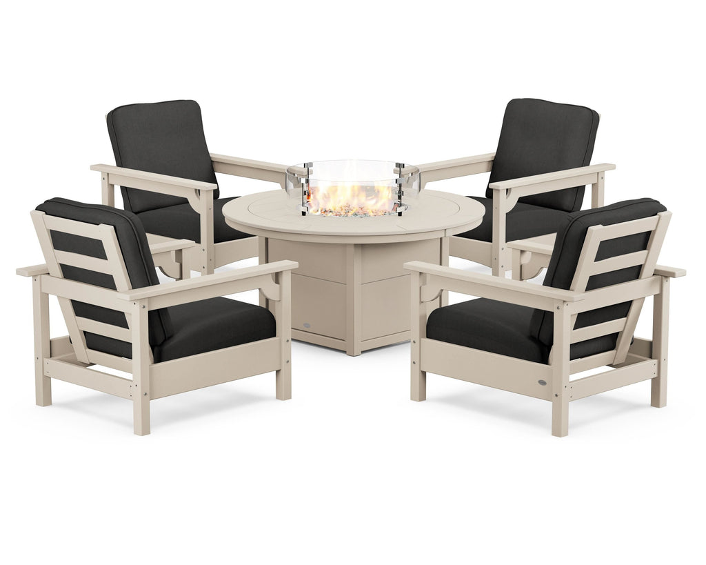 Club 5-Piece Conversation Set with Fire Pit Table