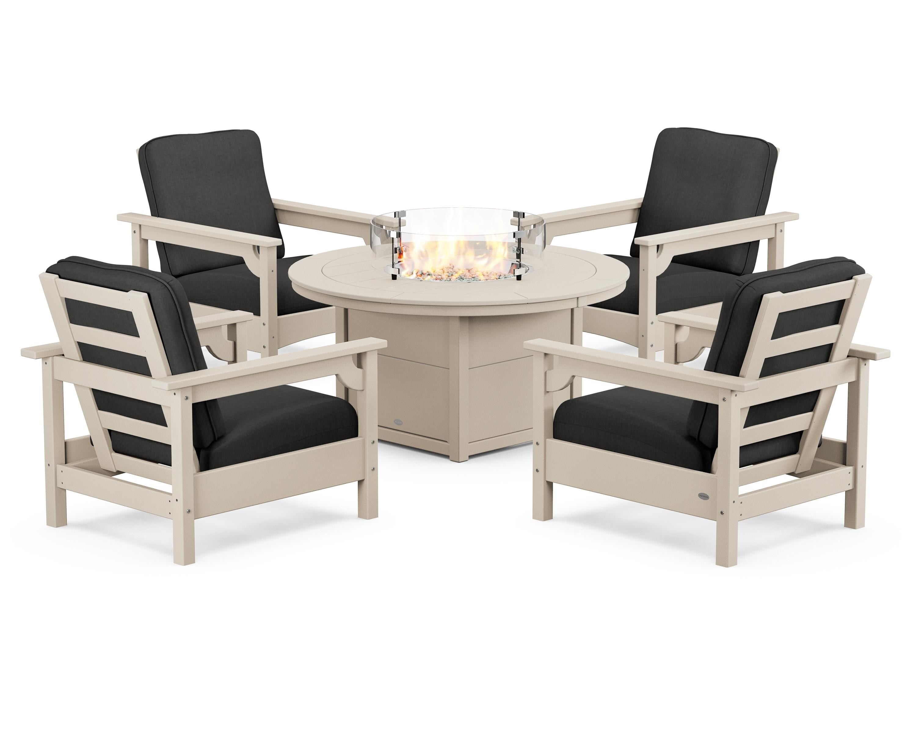 Club 5-Piece Conversation Set with Fire Pit Table