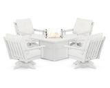 Vineyard 5-Piece Deep Seating Swivel Conversation Set with Fire Pit Table