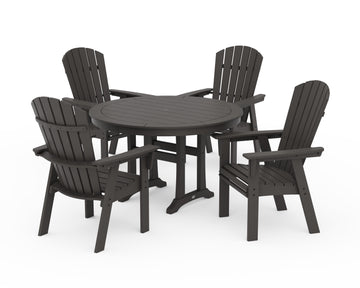 Nautical Curveback Adirondack 5-Piece Round Dining Set with Trestle Legs