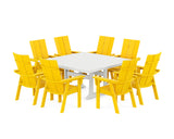 Modern Curveback Adirondack 9-Piece Square Dining Set with Trestle Legs