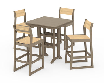 EDGE Sling Arm Chair 5-Piece Farmhouse Bar Set with Trestle Legs