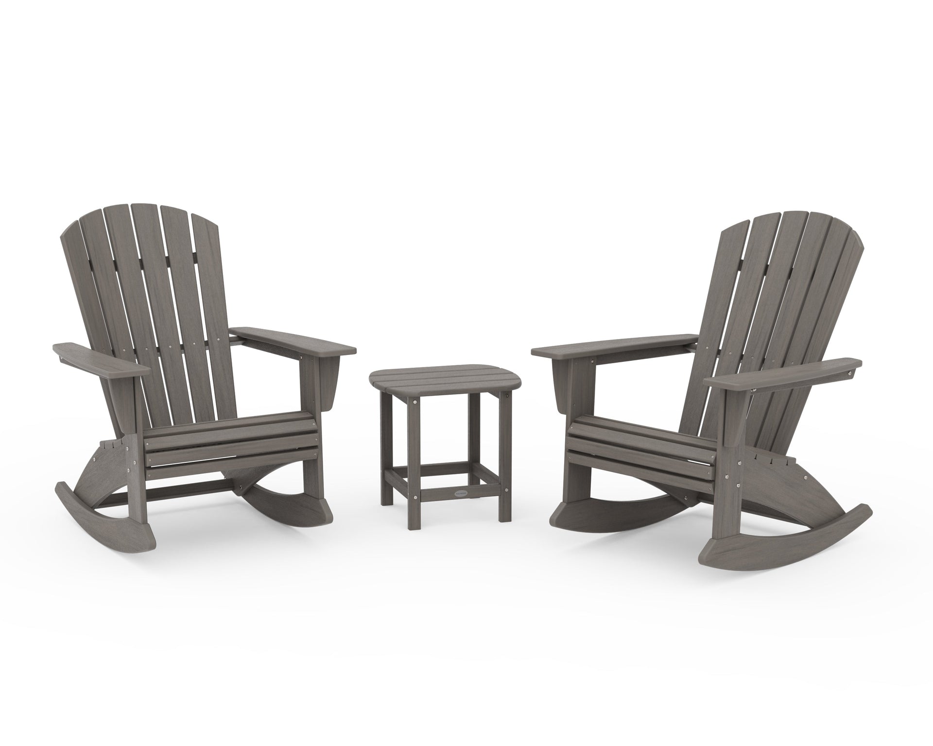 Nautical Curveback 3-Piece Adirondack Rocking Chair Set