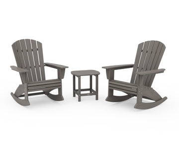 Nautical Curveback 3-Piece Adirondack Rocking Chair Set