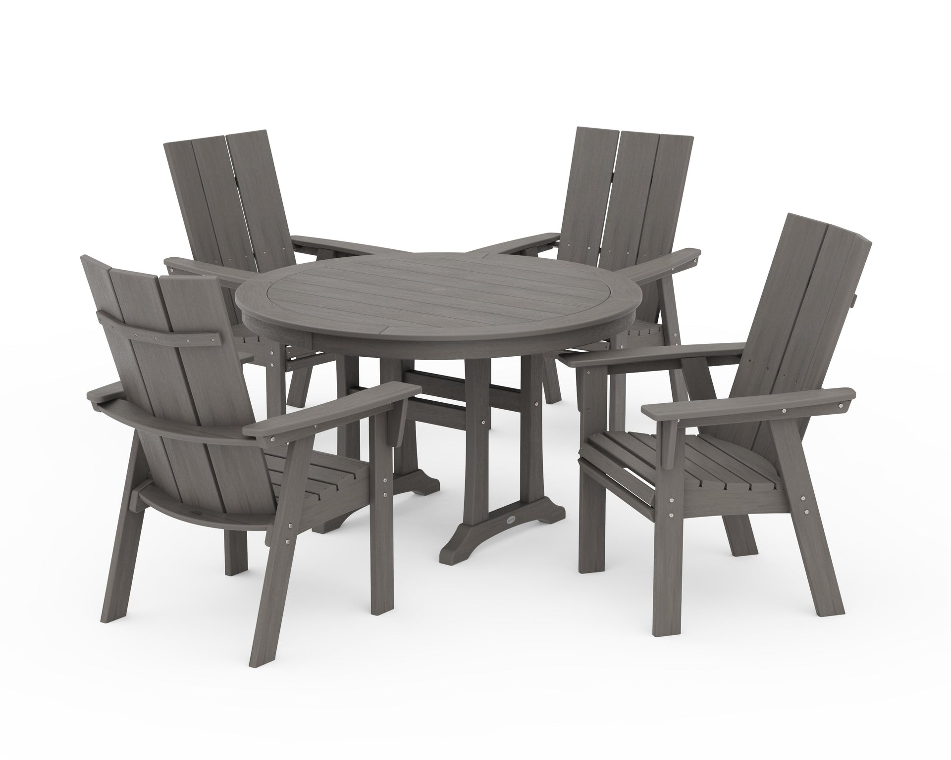 Modern Curveback Adirondack 5-Piece Nautical Trestle Dining Set